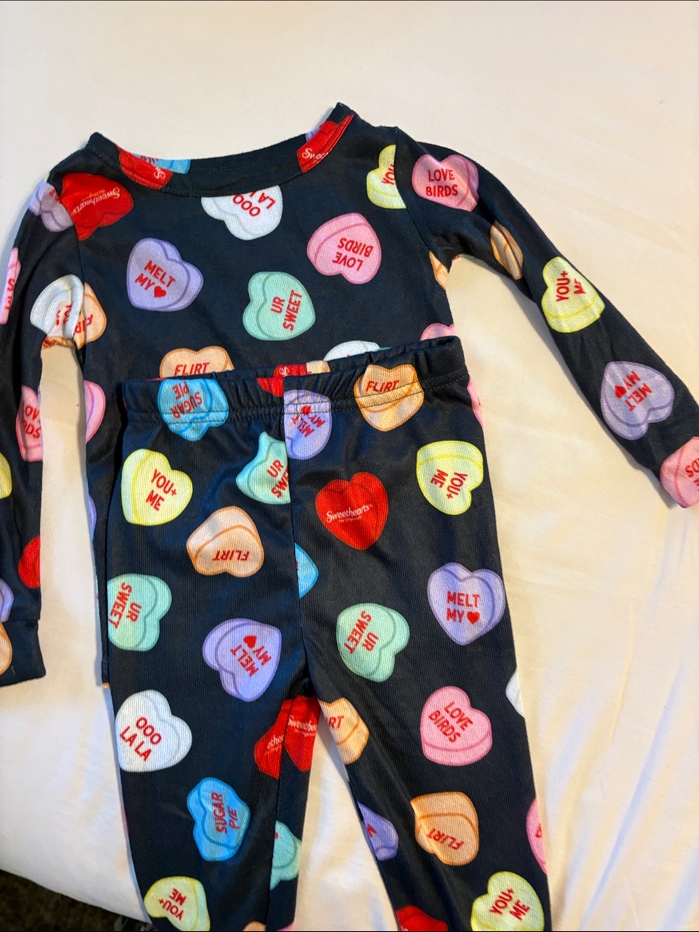 Kids Heart Conversation Candy Pajama Set - blue